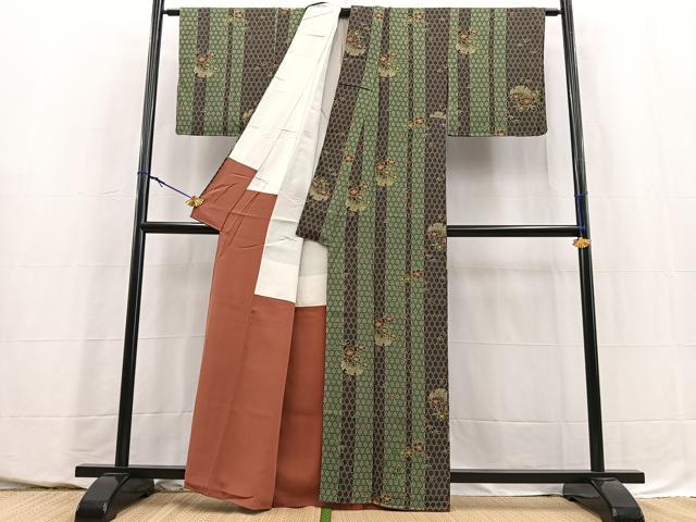 平和屋着物■上質な小紋　雪輪花文　正絹　逸品　BAAY5651yc