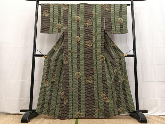 平和屋着物■上質な小紋　雪輪花文　正絹　逸品　BAAY5651yc