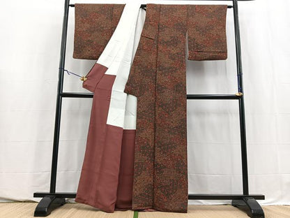 平和屋着物■上質な小紋　更紗花文　鬼しぼ縮緬　正絹　逸品　BAAY5652yc