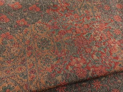 平和屋着物■上質な小紋　更紗花文　鬼しぼ縮緬　正絹　逸品　BAAY5652yc