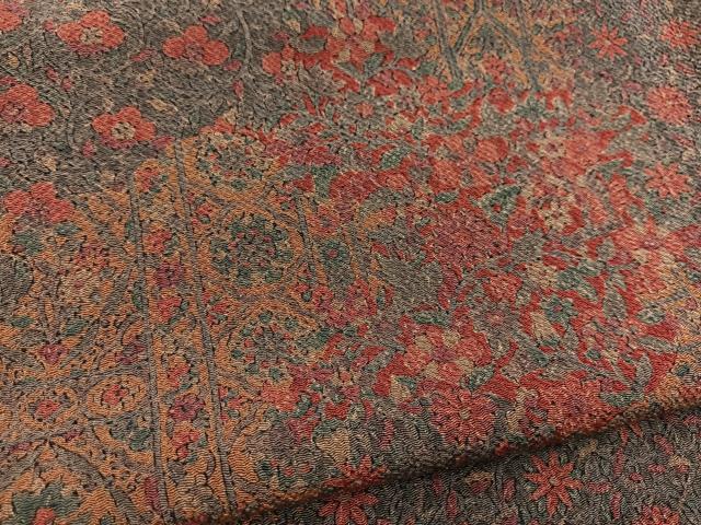 平和屋着物■上質な小紋　更紗花文　鬼しぼ縮緬　正絹　逸品　BAAY5652yc
