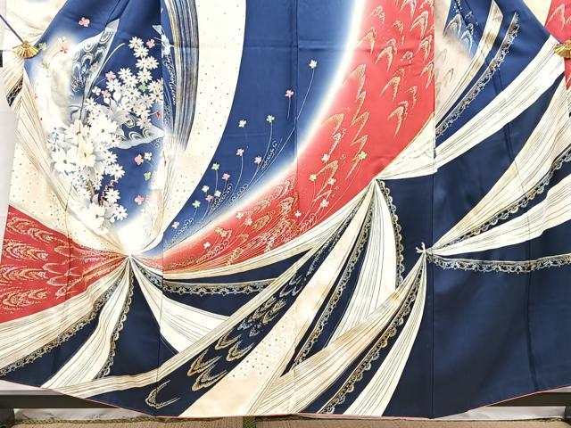 平和屋着物■豪華振袖　花蝶文　暈し染め　金銀彩　正絹　逸品　BAAY5653yc