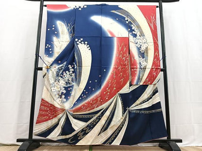 平和屋着物■豪華振袖　花蝶文　暈し染め　金銀彩　正絹　逸品　BAAY5653yc