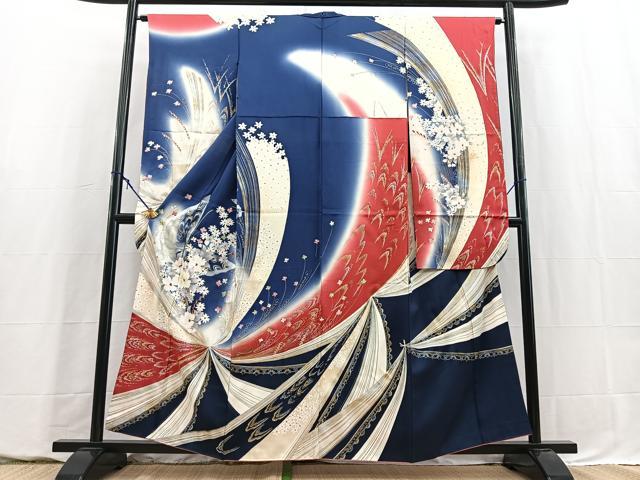 平和屋着物■豪華振袖　花蝶文　暈し染め　金銀彩　正絹　逸品　BAAY5653yc