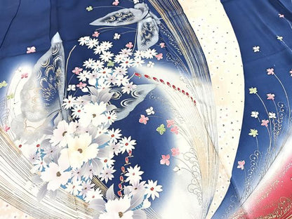 平和屋着物■豪華振袖　花蝶文　暈し染め　金銀彩　正絹　逸品　BAAY5653yc
