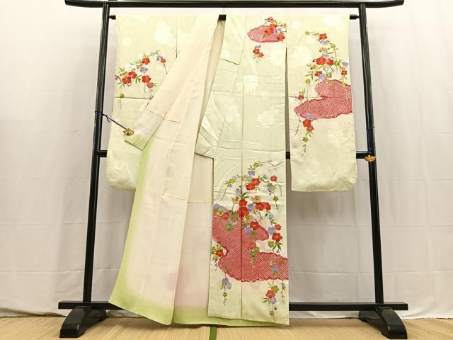 平和屋着物■豪華振袖　絞り　刺繍　枝垂れ桜　金銀糸　正絹　逸品　BAAY5660yc