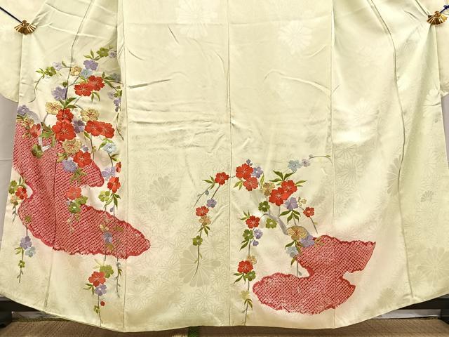 平和屋着物■豪華振袖　絞り　刺繍　枝垂れ桜　金銀糸　正絹　逸品　BAAY5660yc