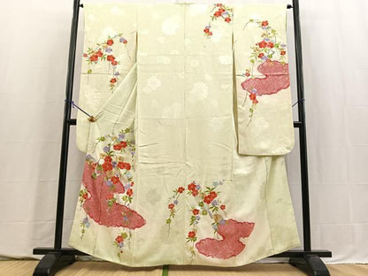 平和屋着物■豪華振袖　絞り　刺繍　枝垂れ桜　金銀糸　正絹　逸品　BAAY5660yc