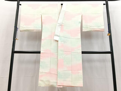 平和屋着物■長襦袢　袷　松皮菱文　正絹　逸品　BAAY5661yc