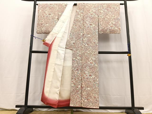 平和屋着物■上質な小紋　雲取り花文　金彩　正絹　逸品　BAAY5664yc