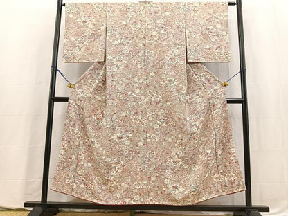 平和屋着物■上質な小紋　雲取り花文　金彩　正絹　逸品　BAAY5664yc