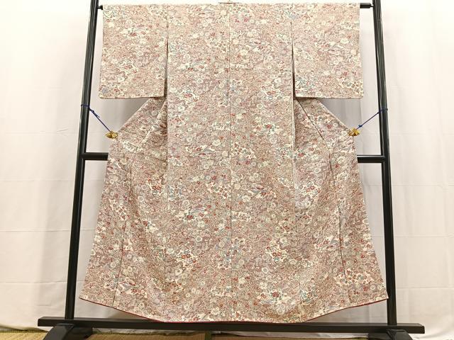 平和屋着物■上質な小紋　雲取り花文　金彩　正絹　逸品　BAAY5664yc