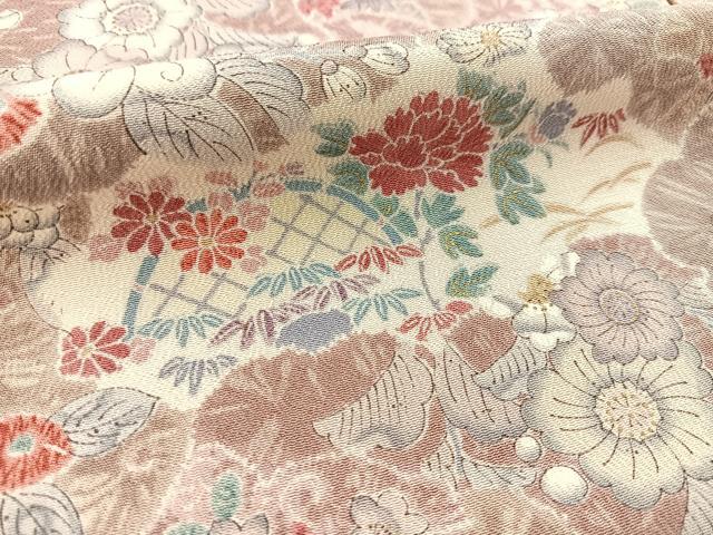 平和屋着物■上質な小紋　雲取り花文　金彩　正絹　逸品　BAAY5664yc