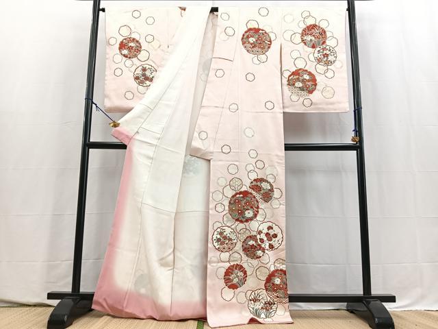 平和屋着物■訪問着　駒刺繍　雪輪花文　金彩　正絹　逸品　BAAY5665yc