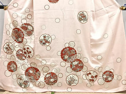 平和屋着物■訪問着　駒刺繍　雪輪花文　金彩　正絹　逸品　BAAY5665yc