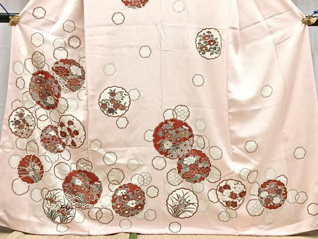 平和屋着物■訪問着　駒刺繍　雪輪花文　金彩　正絹　逸品　BAAY5665yc