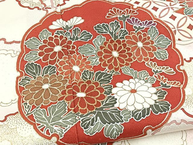 平和屋着物■訪問着　駒刺繍　雪輪花文　金彩　正絹　逸品　BAAY5665yc