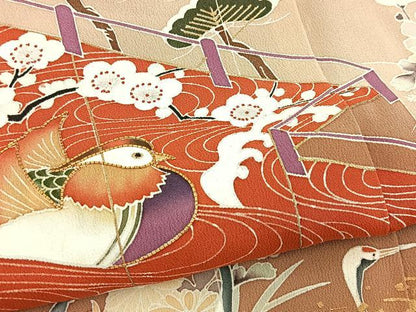 平和屋着物■豪華黒留袖　作家物　駒刺繍　風景花蝶文　金彩　正絹　逸品　BAAY5669yc