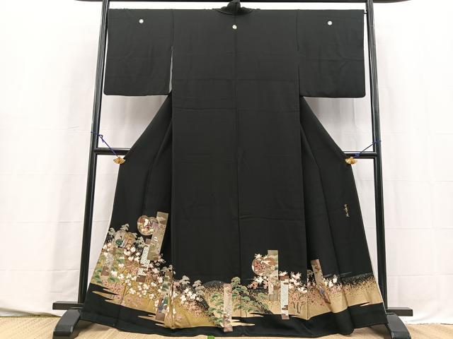 平和屋着物■豪華黒留袖　万葉の道　金彩　正絹　逸品　BAAY5670yc