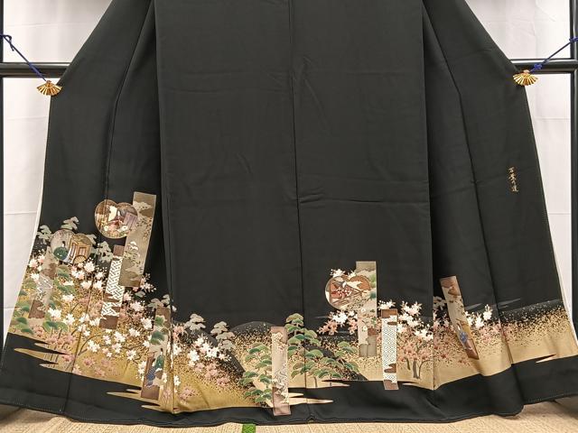 平和屋着物■豪華黒留袖　万葉の道　金彩　正絹　逸品　BAAY5670yc