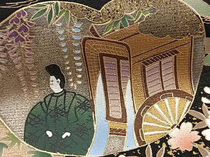 平和屋着物■豪華黒留袖　万葉の道　金彩　正絹　逸品　BAAY5670yc