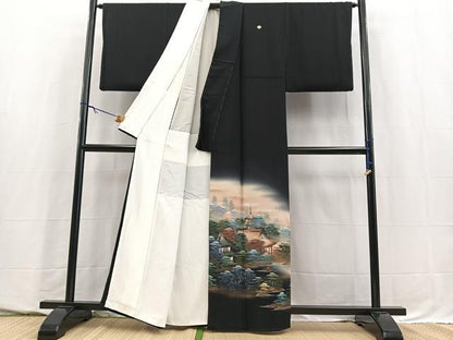 平和屋着物■豪華黒留袖　作家物　四季万葉　牡丹　金彩　正絹　逸品　BAAY5671yc