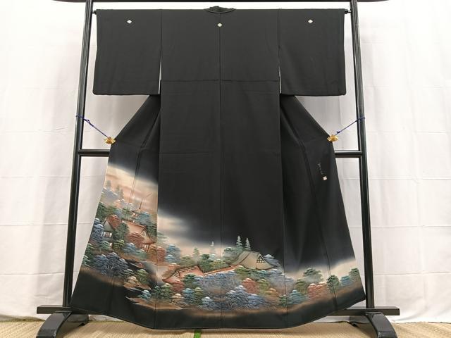 平和屋着物■豪華黒留袖　作家物　四季万葉　牡丹　金彩　正絹　逸品　BAAY5671yc