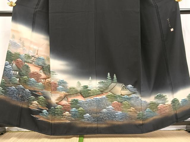 平和屋着物■豪華黒留袖　作家物　四季万葉　牡丹　金彩　正絹　逸品　BAAY5671yc