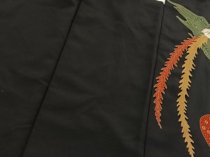 平和屋着物■豪華黒留袖　鳳凰流水花文　金銀糸　正絹　逸品　BAAY5673yc