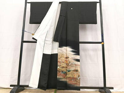 平和屋着物■豪華黒留袖　作家物　祇園祭　牡丹　金彩　正絹　逸品　BAAY5674yc