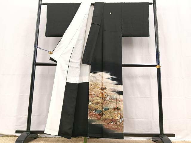 平和屋着物■豪華黒留袖　作家物　祇園祭　牡丹　金彩　正絹　逸品　BAAY5674yc