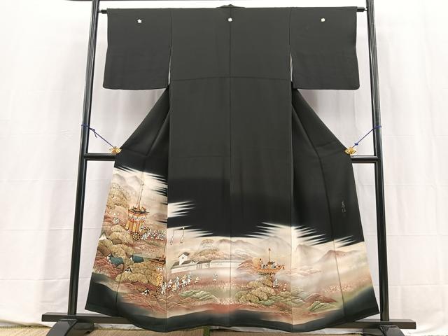 平和屋着物■豪華黒留袖　作家物　祇園祭　牡丹　金彩　正絹　逸品　BAAY5674yc