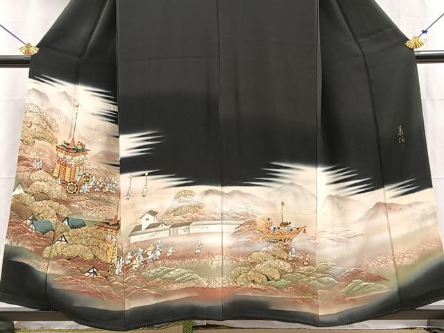 平和屋着物■豪華黒留袖　作家物　祇園祭　牡丹　金彩　正絹　逸品　BAAY5674yc