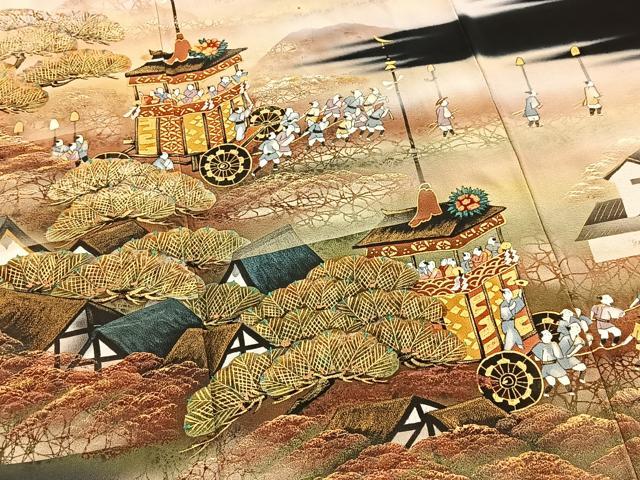 平和屋着物■豪華黒留袖　作家物　祇園祭　牡丹　金彩　正絹　逸品　BAAY5674yc