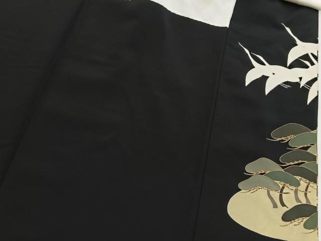 平和屋着物■豪華黒留袖　作家物　駒刺繍　飛鶴松文　金彩　正絹　逸品　BAAY5675yc