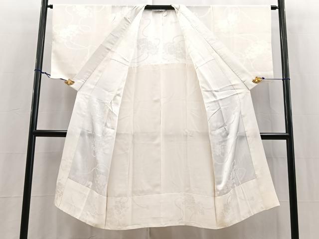 平和屋着物■長襦袢　無双仕立て　扇面花地紋　正絹　逸品　BAAY5676yc