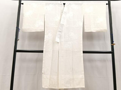 平和屋着物■長襦袢　無双仕立て　扇面花地紋　正絹　逸品　BAAY5676yc