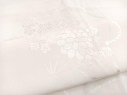 平和屋着物■長襦袢　無双仕立て　扇面花地紋　正絹　逸品　BAAY5676yc