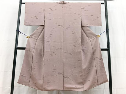 平和屋着物▼上質な小紋　地紋起こし　草木文　正絹　逸品　BAAY5677yc