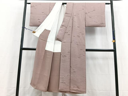 平和屋着物▼上質な小紋　地紋起こし　草木文　正絹　逸品　BAAY5677yc