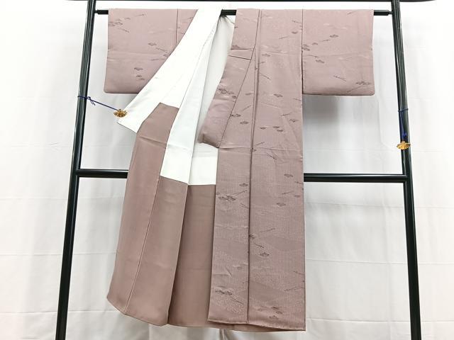 平和屋着物▼上質な小紋　地紋起こし　草木文　正絹　逸品　BAAY5677yc