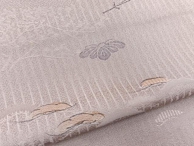 平和屋着物▼上質な小紋　地紋起こし　草木文　正絹　逸品　BAAY5677yc