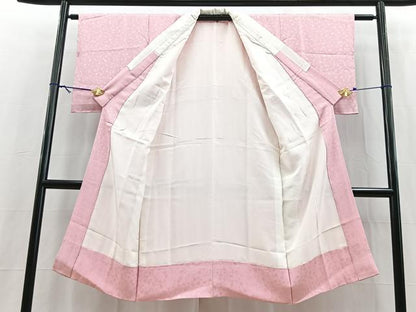 平和屋着物■長襦袢　袷　笹蔓地紋　鴇色　正絹　逸品　BAAY5681yc