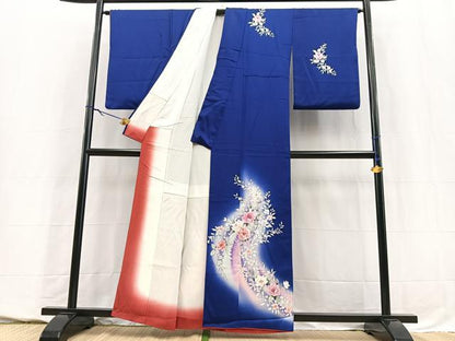 平和屋着物■訪問着　手描き　草花文　暈し染め　正絹　逸品　BAAY5683yc
