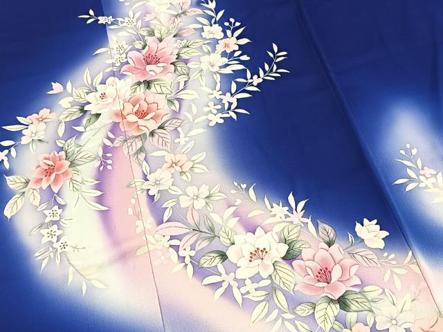 平和屋着物■訪問着　手描き　草花文　暈し染め　正絹　逸品　BAAY5683yc