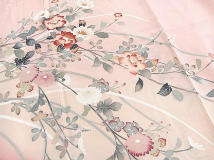 平和屋着物■訪問着　友禅　作家物　草花文　暈し染め　正絹　逸品　BAAY5684yc