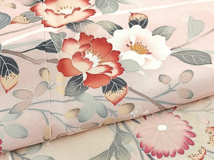 平和屋着物■訪問着　友禅　作家物　草花文　暈し染め　正絹　逸品　BAAY5684yc
