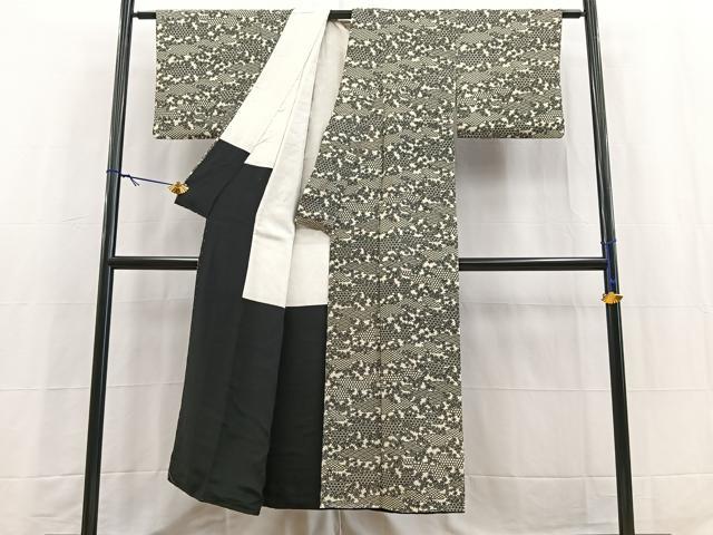 平和屋着物■上質な小紋　型染め　吉祥楓文　正絹　逸品　BAAY5688yc