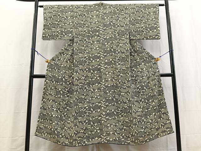 平和屋着物■上質な小紋　型染め　吉祥楓文　正絹　逸品　BAAY5688yc