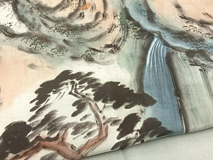 平和屋着物■男性　長襦袢　袷　重ね山風景文　正絹　逸品　BAAY5691yc